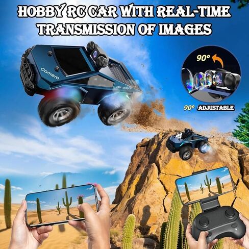RC Car with Camera, 1/28 RC Monster Truck Toys with 720P HD FPV Camera, High Speed All-Terrain Remote Control Car, Racing Vehicle with Blinking Body Lights for Adults, Kids, Boys, Dual Control Modes in Saudi Arabia