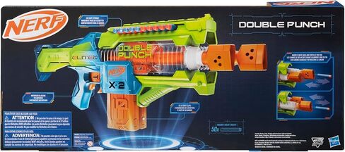 Nerf Elite 2.0 Double Punch Motorized Blaster, 50 Darts, 2x 10-Dart Clips, Ages 8+ in Saudi Arabia