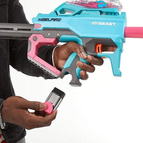 مسدس NERF Pro Gelfire X MrBeast Full Auto Blaster و20,000 طلقة جل فاير، 300 قادوس دائري، بطارية قابلة لإعادة الشحن، نظارات، للأعمار من 14 عامًا فما فوق in Saudi Arabia