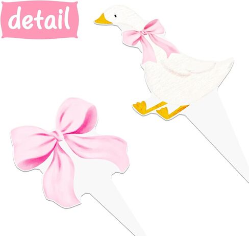 سخيفة أوزة كب كيك القبعات العالية الوردي القوس سخيفة أوزة عيد ميلاد حزب الديكور 48PCS أوزة كعكة القبعات العالية استحمام الطفل ديكور حيوانات المزرعة كب كيك يختار للفتيات حزب صالح اللوازم in Saudi Arabia