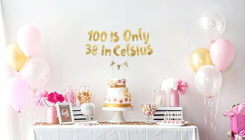 100 هي فقط 38 بوصة مئوية لافتة ذهبية لامعة - لافتة حفلة عيد ميلاد سعيد 100 - ديكورات ومستلزمات حفلات عيد الميلاد الـ 100 in Kuwait
