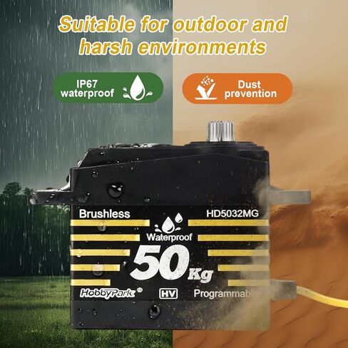 HobbyPark 50 كجم مؤازرة مقاومة للماء وعزم دوران عالٍ RC محرك مؤازر بدون فرشاة سرعة قياسية بحجم قياسي HV تروس من الفولاذ المقاوم للصدأ لـ 1/8 1/10 RC الزاحف سيارة شاحنة عربات التي تجرها الدواب زاوية التحكم 180 درجة قابلة للبرمجة in Kuwait