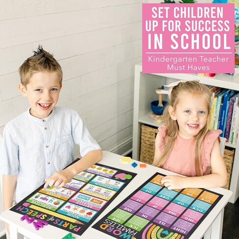 9 Sight Words Posters for Classroom Word Wall – 100 Sight Words Chart for Elementary, Word Family, Parts of Speech, Punctuations, and Writing Process Posters, Chalkboard Classroom Decor in Saudi Arabia