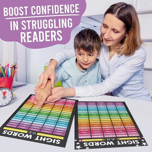 9 Sight Words Posters for Classroom Word Wall – 100 Sight Words Chart for Elementary, Word Family, Parts of Speech, Punctuations, and Writing Process Posters, Chalkboard Classroom Decor in Saudi Arabia