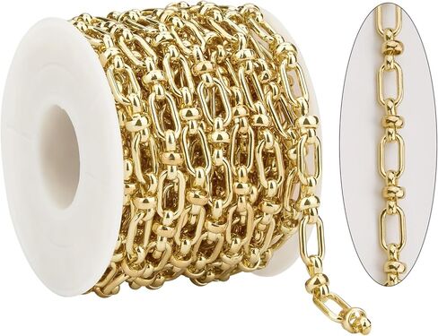 KYUNHOO 5 Meters Light Gold Jewelry Chains Bulk 12MM Long Paperclip Chain Roll Strong Iron Links for DIY Jewelry Making Supplies in Saudi Arabia