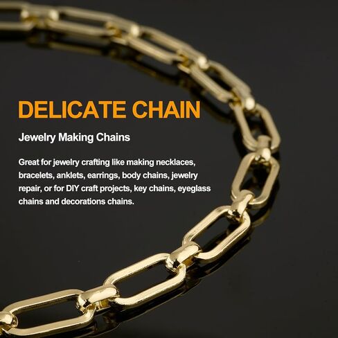 KYUNHOO 5 Meters Light Gold Jewelry Chains Bulk 12MM Long Paperclip Chain Roll Strong Iron Links for DIY Jewelry Making Supplies in Saudi Arabia