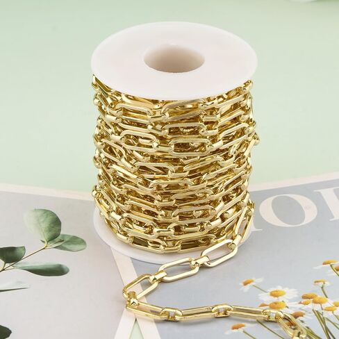 KYUNHOO 5 Meters Light Gold Jewelry Chains Bulk 12MM Long Paperclip Chain Roll Strong Iron Links for DIY Jewelry Making Supplies in Saudi Arabia