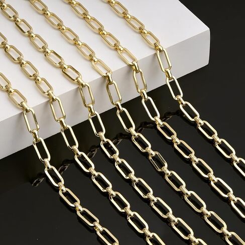 KYUNHOO 5 Meters Light Gold Jewelry Chains Bulk 12MM Long Paperclip Chain Roll Strong Iron Links for DIY Jewelry Making Supplies in Saudi Arabia
