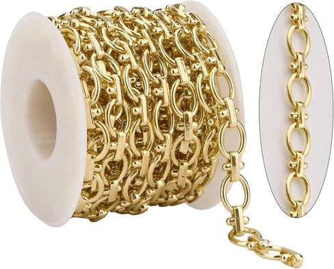 KYUNHOO 5 Meters Light Gold Jewelry Chains Bulk 12MM Long Paperclip Chain Roll Strong Iron Links for DIY Jewelry Making Supplies in Saudi Arabia