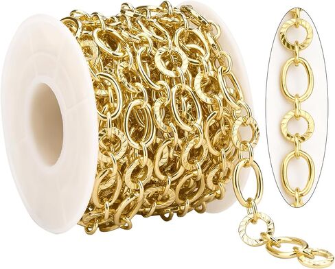 KYUNHOO 5 Meters Light Gold Jewelry Chains Bulk 12MM Long Paperclip Chain Roll Strong Iron Links for DIY Jewelry Making Supplies in Saudi Arabia