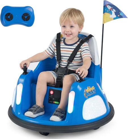 HONEY JOY Toddler Bumper Car with 5-Point Safety Belt, 12V Electric Baby Bumping Car, 5 LED Light Modes, Music & 360 Degree Spin, Battery Powered Ride On Car Toy with Remote Control (Pink) in Saudi Arabia