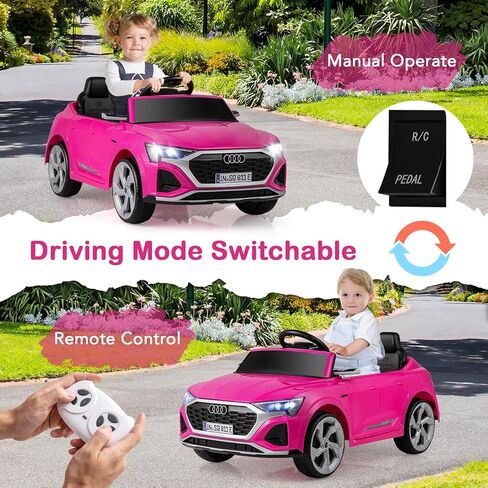 Licensed Audi SQ8 Ride on Car by OLAKIDS, 12V Kids Electric Vehicle with Remote Control, Toddlers Battery Powered Toy with 3 Speeds, Wheels Suspension, Music (Pink) in Saudi Arabia
