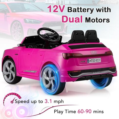 Licensed Audi SQ8 Ride on Car by OLAKIDS, 12V Kids Electric Vehicle with Remote Control, Toddlers Battery Powered Toy with 3 Speeds, Wheels Suspension, Music (Pink) in Saudi Arabia
