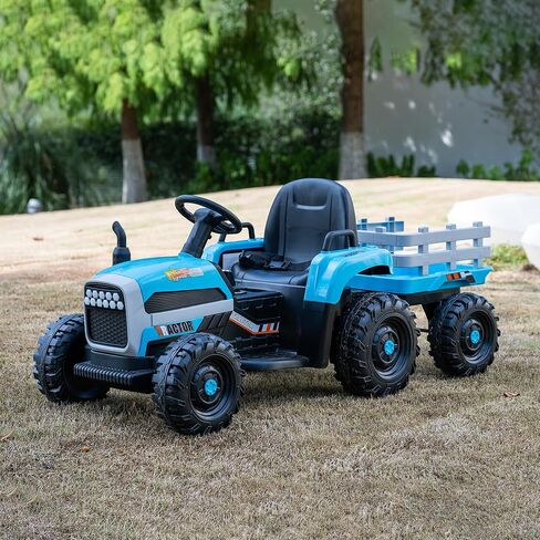 24V Kids Ride On Tractor with Trailer, 400W Motor 6-Wheel Electric Farm Truck, Parent Remote, Bluetooth, Soft Start, 3-Speed, Battery Powered Toy Gift for Boys, Green in Saudi Arabia