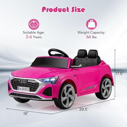 Licensed Audi SQ8 Ride on Car by OLAKIDS, 12V Kids Electric Vehicle with Remote Control, Toddlers Battery Powered Toy with 3 Speeds, Wheels Suspension, Music (Pink) in Saudi Arabia
