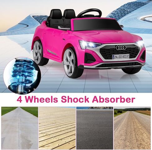 Licensed Audi SQ8 Ride on Car by OLAKIDS, 12V Kids Electric Vehicle with Remote Control, Toddlers Battery Powered Toy with 3 Speeds, Wheels Suspension, Music (Pink) in Saudi Arabia