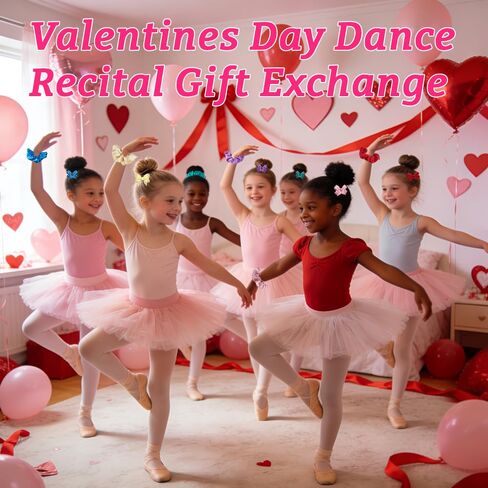 Valentines Day Gifts for Kids,24 Pack Ballerina Cards With Hair Scrunchies Bow Clips Hair Accessories Set Valentines Day Dance Recital Prizes Girls Classrooms Exchange Gifts Party Favor in Saudi Arabia