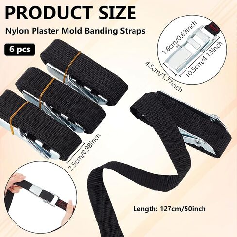 BENECREAT 6pcs Plaster Molds Banding Strap, 50 Inch Long Wrapping Binding Belt, Heavy Duty Fasteners for Potters Ceramic Home Crafters, Pottery Tools Supply in Saudi Arabia