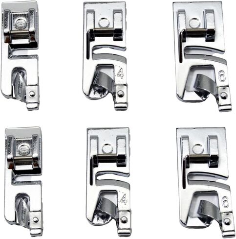 6Pcs Rolled Hem Presser Foot Set (3mm, 4mm, 6mm), Universal Low Shank Snap, On Hemming Foot for Sewing Machine Compatible with Singer, Brother, Janome, Babylock in Saudi Arabia