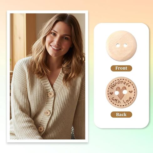 150 PCS Wooden Buttons for Crafts Handmade with Love Buttons 3 Size Craft Decor Wood Button for Sewing,Crafting, DIY Clothing Embellishment Accessories 2 Hole in Kuwait