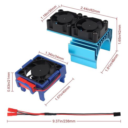 مبدد حرارة محرك RC مع مروحة مزدوجة لمحرك Velineon وVXL‑3s ESC 15,000 دورة في الدقيقة، تدفق عالي، دعامة من الألومنيوم in Saudi Arabia