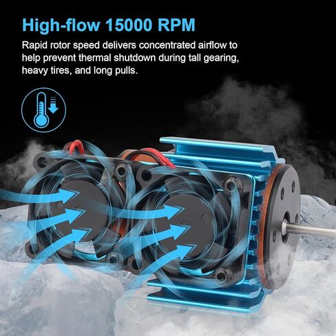 مبدد حرارة محرك RC مع مروحة مزدوجة لمحرك Velineon وVXL‑3s ESC 15,000 دورة في الدقيقة، تدفق عالي، دعامة من الألومنيوم in Saudi Arabia