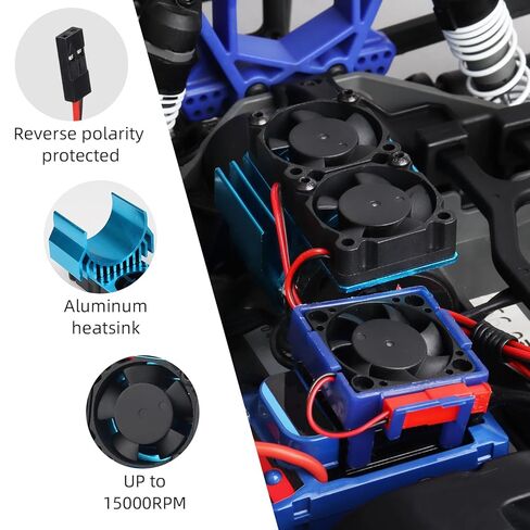 مبدد حرارة محرك RC مع مروحة مزدوجة لمحرك Velineon وVXL‑3s ESC 15,000 دورة في الدقيقة، تدفق عالي، دعامة من الألومنيوم in Saudi Arabia