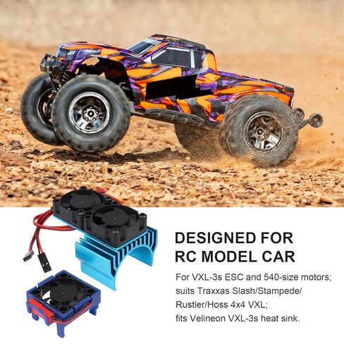 مبدد حرارة محرك RC مع مروحة مزدوجة لمحرك Velineon وVXL‑3s ESC 15,000 دورة في الدقيقة، تدفق عالي، دعامة من الألومنيوم in Saudi Arabia