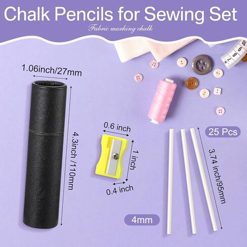 25 Pcs Chalk Pencil Refill Sets for Sewing Pen, 4mm, Tailors Sewing White Chalk Cartridge Refill Fabric Marking for Replacement Pen Quilting Embroidery DIY Crafts in Saudi Arabia