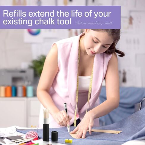 25 Pcs Chalk Pencil Refill Sets for Sewing Pen, 4mm, Tailors Sewing White Chalk Cartridge Refill Fabric Marking for Replacement Pen Quilting Embroidery DIY Crafts in Saudi Arabia