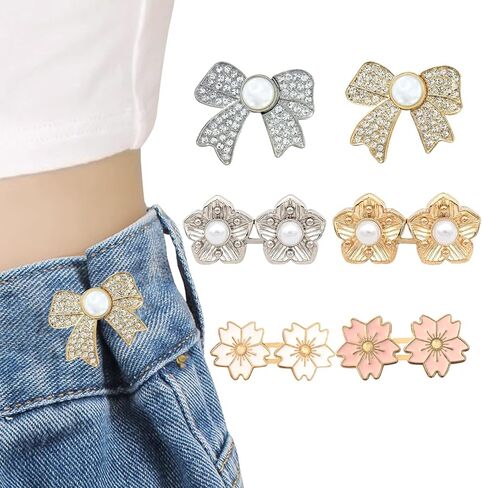 قابل للتعديل بانت الخصر المشدود، زر الجينز مشبك مشبك الخصر للملابس، لا خياطة ولا أدوات أبازيم الزخرفية للانفصال، السراويل الفورية الضبط حزام الخصر للنساء السراويل فضفاضة in Kuwait