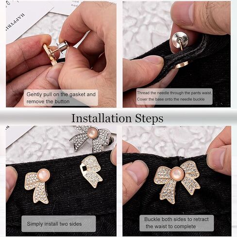 قابل للتعديل بانت الخصر المشدود، زر الجينز مشبك مشبك الخصر للملابس، لا خياطة ولا أدوات أبازيم الزخرفية للانفصال، السراويل الفورية الضبط حزام الخصر للنساء السراويل فضفاضة in Kuwait