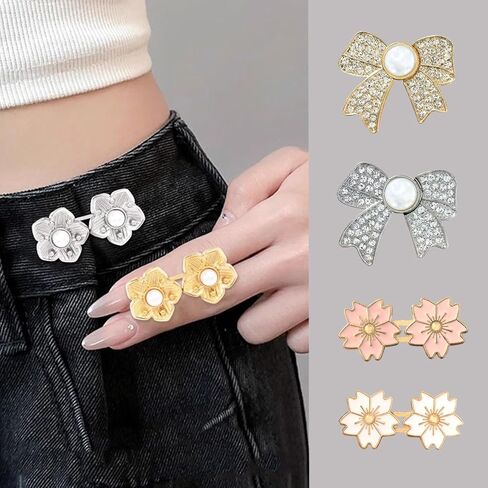 قابل للتعديل بانت الخصر المشدود، زر الجينز مشبك مشبك الخصر للملابس، لا خياطة ولا أدوات أبازيم الزخرفية للانفصال، السراويل الفورية الضبط حزام الخصر للنساء السراويل فضفاضة in Kuwait