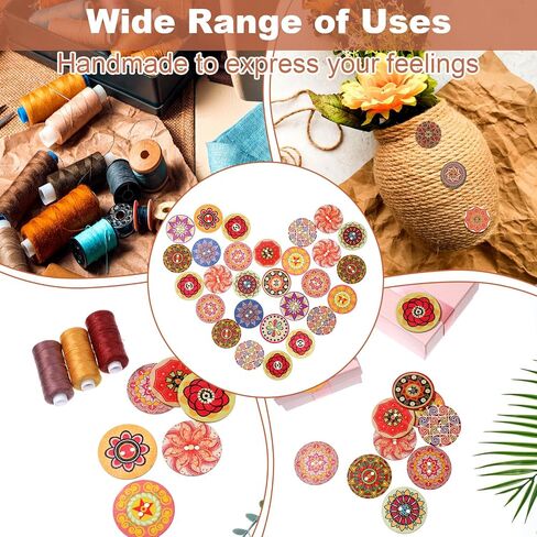 30Pcs 2" Large Wooden Buttons for Crafts Decorative 2 Hole Buttons for Clothes Big Wood Button 2 Inch Round Giant Jumbo Wooden Button for Sewing, 50mm Diameter, Mixed Pattern in Saudi Arabia