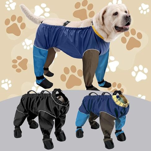 20kg-40kg Dog Paw Boots Leggings Waterproof,Doggie Abdominal Protection Cover Suitable for Medium-Sized to Large Puppies,Tall Dog Boots Anti-Slip & Fall Waterproof Shoes Leggings,for Rainy Days in Saudi Arabia