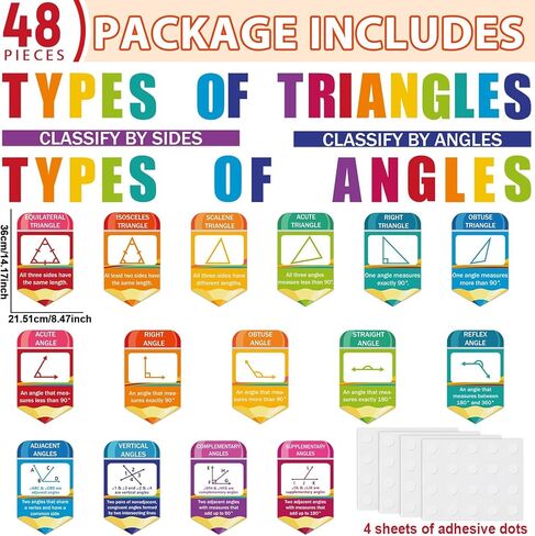 gisgfim Educational Math Posters Triangles Angles Posters for Elementary Middle School Mathematics Classroom Bulletin Board Decorations for Teachers Students Back to School Chalkboard Wall Decor in Saudi Arabia