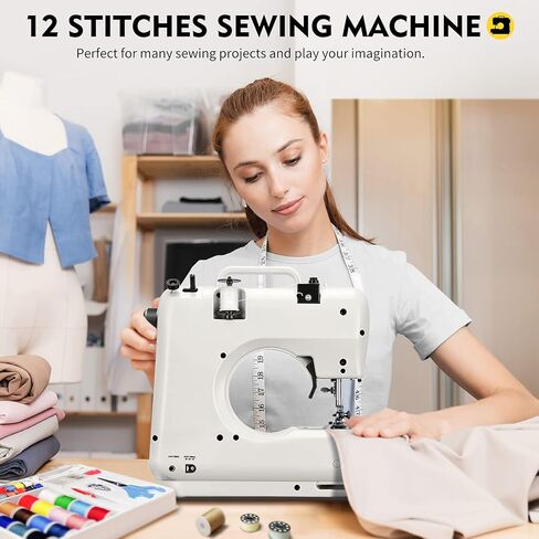 ماكينة خياطة محمولة من Magicfly، ماكينة خياطة صغيرة مكونة من 12 غرزة مدمجة للمبتدئين مع خياطة عكسية، 3 أقدام قابلة للاستبدال، طاولة تمديد، مجموعة ملحقات، أزرق in Kuwait