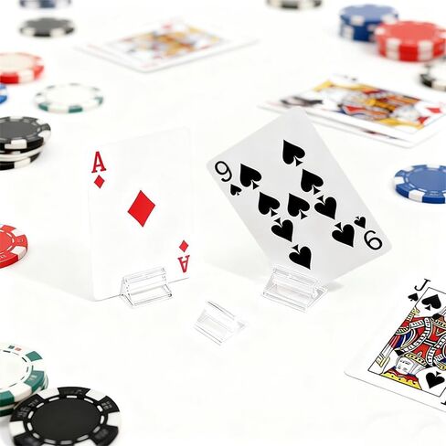 50 Pcs Clear Card Stands, Triangular Display Holders for Game Cards, Photos, Menus, Table Number Signs - Transparent Acrylic Card Holders for Board Games & Decor in Saudi Arabia