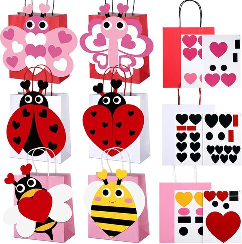 12 قطعة من أكياس حامل حشرات عيد الحب غير الرسمية، مجموعة أدوات حرفية ورقية مع بطاقات لهدايا الشكر، لوازم المشروع، هدايا العطلات، الأنشطة المنزلية in Kuwait