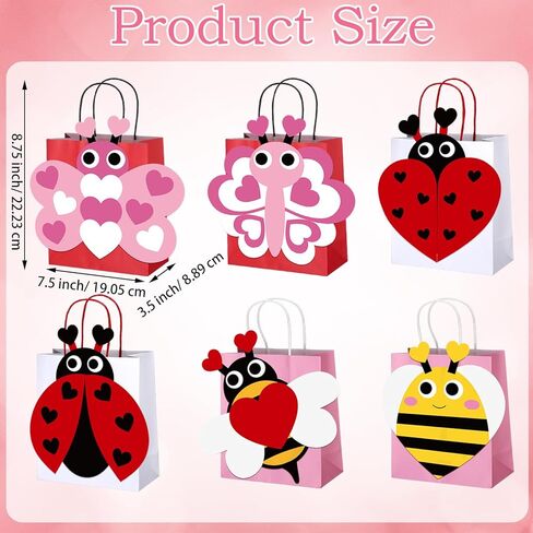 12 قطعة من أكياس حامل حشرات عيد الحب غير الرسمية، مجموعة أدوات حرفية ورقية مع بطاقات لهدايا الشكر، لوازم المشروع، هدايا العطلات، الأنشطة المنزلية in Kuwait
