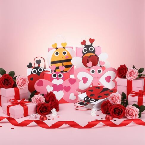 12 قطعة من أكياس حامل حشرات عيد الحب غير الرسمية، مجموعة أدوات حرفية ورقية مع بطاقات لهدايا الشكر، لوازم المشروع، هدايا العطلات، الأنشطة المنزلية in Kuwait