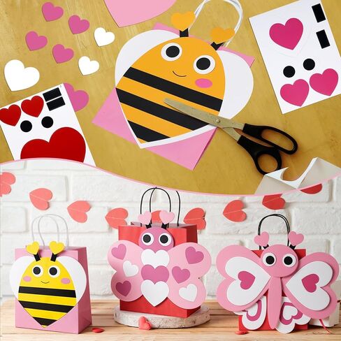 12 قطعة من أكياس حامل حشرات عيد الحب غير الرسمية، مجموعة أدوات حرفية ورقية مع بطاقات لهدايا الشكر، لوازم المشروع، هدايا العطلات، الأنشطة المنزلية in Kuwait
