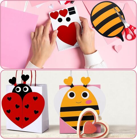 12 قطعة من أكياس حامل حشرات عيد الحب غير الرسمية، مجموعة أدوات حرفية ورقية مع بطاقات لهدايا الشكر، لوازم المشروع، هدايا العطلات، الأنشطة المنزلية in Kuwait