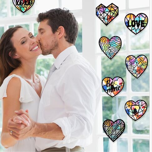 48 مجموعة من أدوات صنع أشعة الشمس على شكل قلب لعيد الحب DIY، نافذة حرفية لعيد الحب، نافذة مناديل ورقية لعيد الحب، مشروع نشاط إبداعي للأطفال هدية عيد الميلاد المفضلة in Kuwait