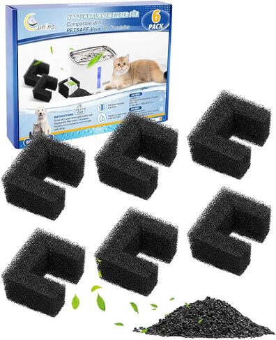 استبدال مرشحات الرغوة المتوافقة مع نافورة المياه PetSafe Viva Cat 64oz و140oz، استبدال فلتر نافورة شرب الحيوانات الأليفة، فلتر إسفنجي للقطط والكلاب 6 عبوات in Kuwait