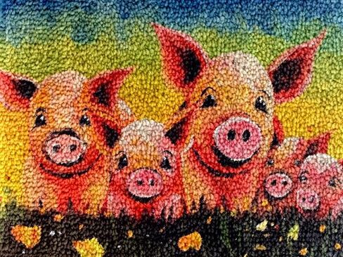 Generic Pig Family Latch Hook Kits Rug DIY Cushion Tapestry Making Crochet Hook Mat Making Kits Color Preprinted Pattern Canvas DIY Carpet Needlework Crochet Kits 52x38cm (cll-134) in Saudi Arabia