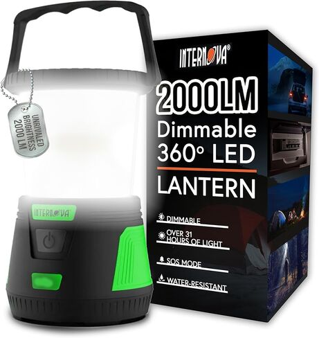 فانوس التخييم Internova ® 2000 Lumen LED، فانوس البطارية الأطول عمرًا، مدعوم ومشغل بتحكم لا نهائي في الإضاءة بزاوية 360 درجة in Kuwait