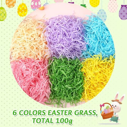 MARFOREVER 100g Colorful Easter Grass Raffia Shredded Paper Grass for Easter Basket Filling Gift Wrapping Basket Filler Bulk for Egg Hunt Decor Spring Holidays Party Favors Decorations and Stuffers in Saudi Arabia