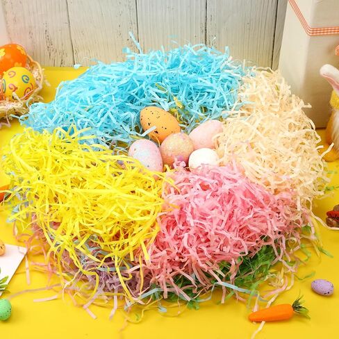 MARFOREVER 100g Colorful Easter Grass Raffia Shredded Paper Grass for Easter Basket Filling Gift Wrapping Basket Filler Bulk for Egg Hunt Decor Spring Holidays Party Favors Decorations and Stuffers in Saudi Arabia