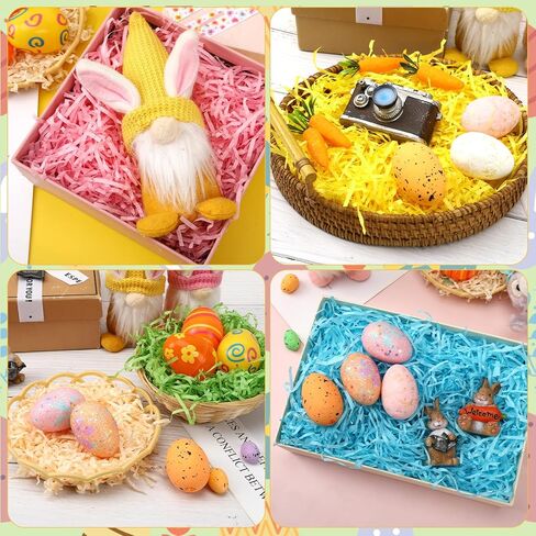 MARFOREVER 100g Colorful Easter Grass Raffia Shredded Paper Grass for Easter Basket Filling Gift Wrapping Basket Filler Bulk for Egg Hunt Decor Spring Holidays Party Favors Decorations and Stuffers in Saudi Arabia